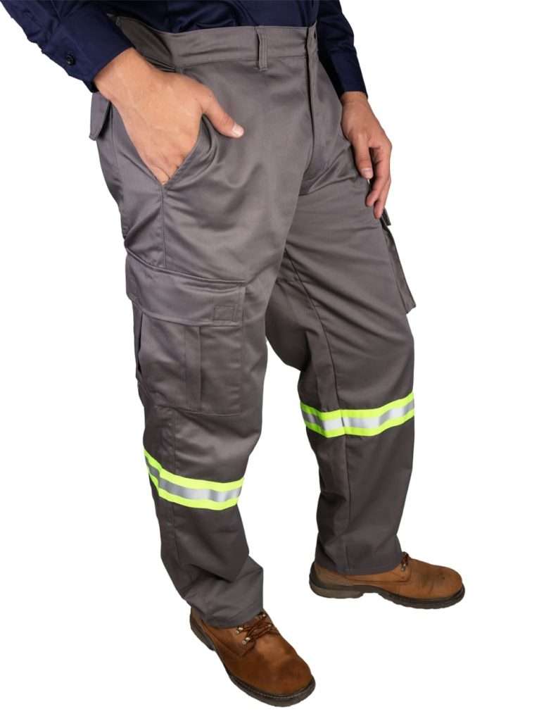 Pantalón gris tipo cargo con reflejante MDZ uniformes