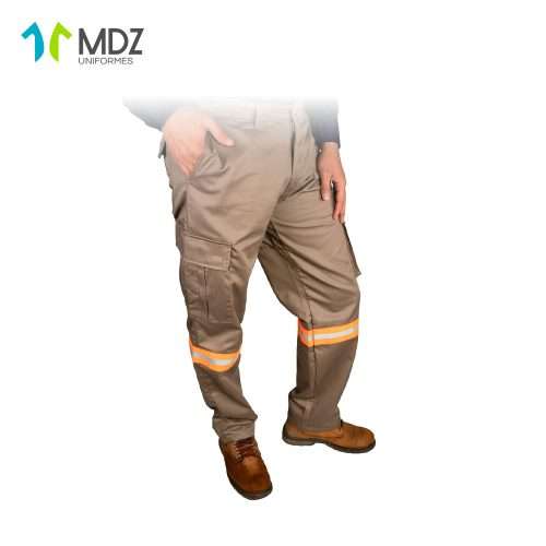 Pantal N Kaki Tipo Cargo Con Reflejante Mdz Uniformes