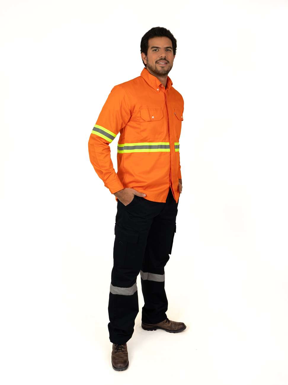 Camisola color naranja con doble bolsa y reflejante - MDZ uniformes