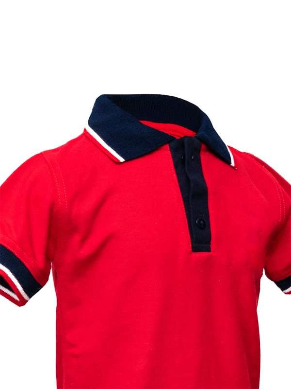 Playera tipo polo escolar color roja - Imagen 3