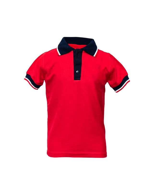Playera tipo polo escolar color roja - Imagen 2
