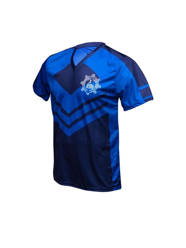 Playera sublimada escolar cuello V color azul marino - Imagen 4