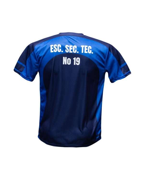 Playera sublimada escolar cuello V color azul marino - Imagen 3