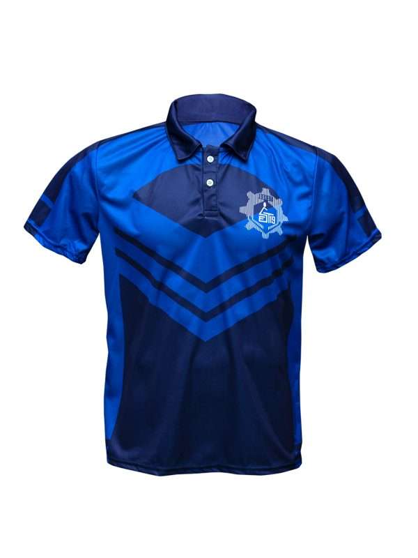 Playera sublimada cuello tipo polo color azul marino - Imagen 2
