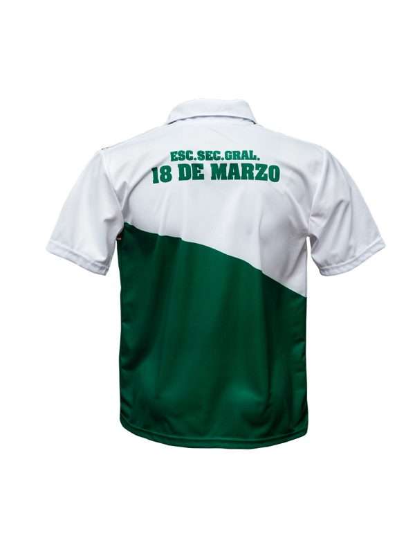 Playera sublimada cuello tipo polo color blanco con verde - Imagen 3