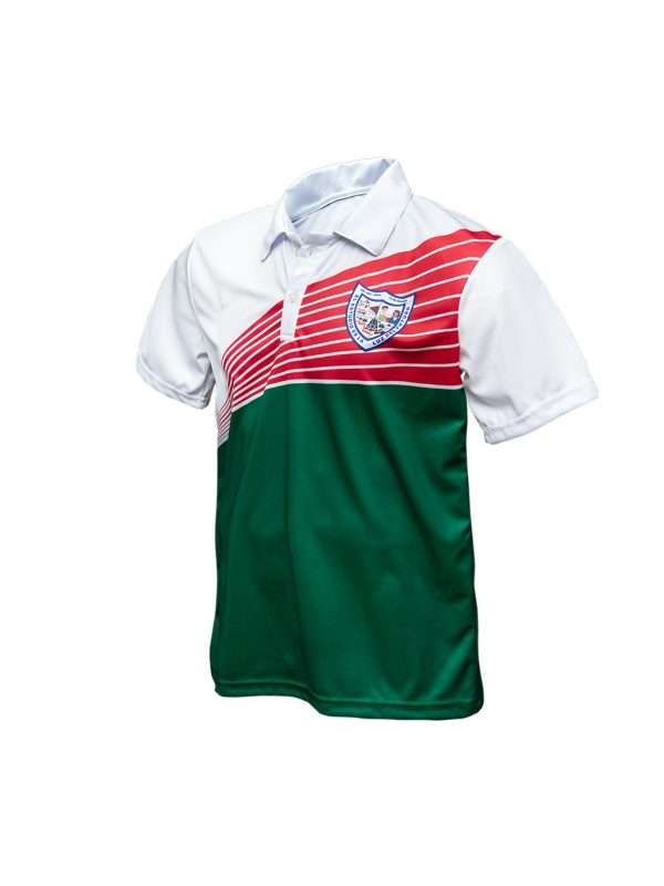 Playera sublimada cuello tipo polo color blanco con verde - Imagen 4