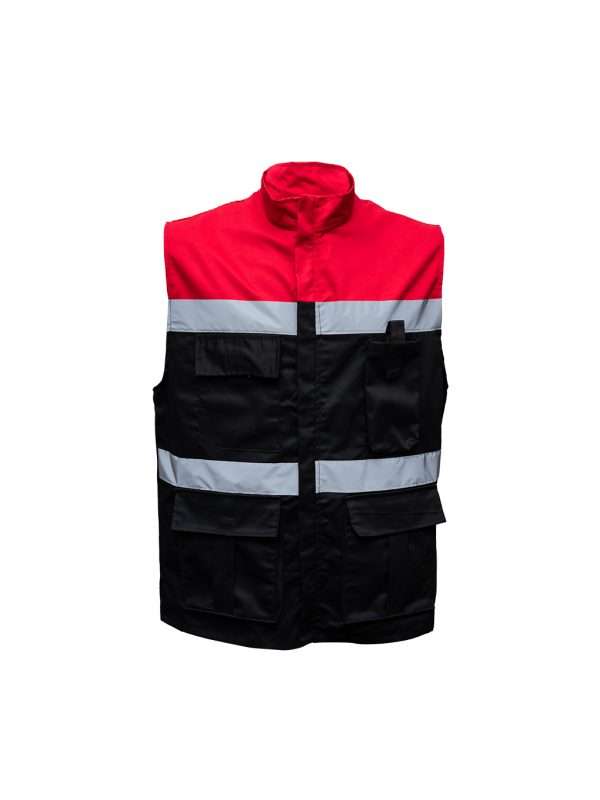 Chaleco de seguridad bicolor rojo con negro - Imagen 4