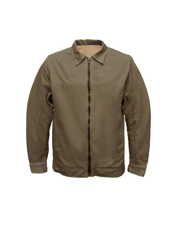 Chamarra gabardina color beige con forro tipo polar - Imagen 5