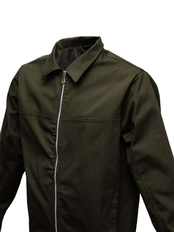 Chamarra gabardina color verde militar - Imagen 2