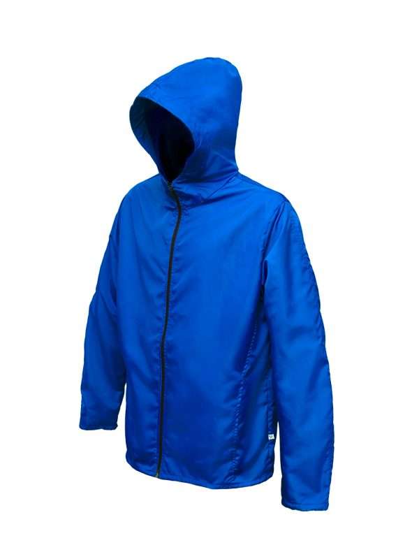Chamarra rompevientos con gorro color azul rey - Imagen 3