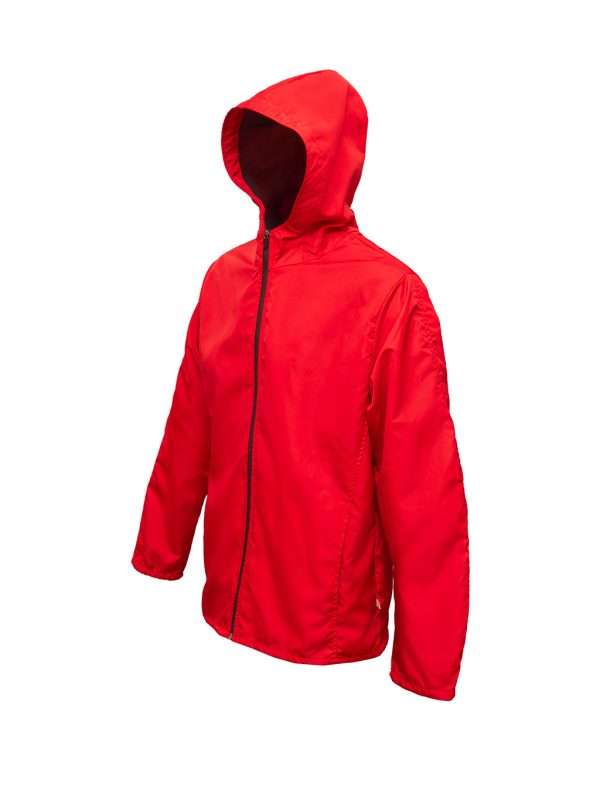 Chamarra rompevientos con gorro color rojo - Imagen 5