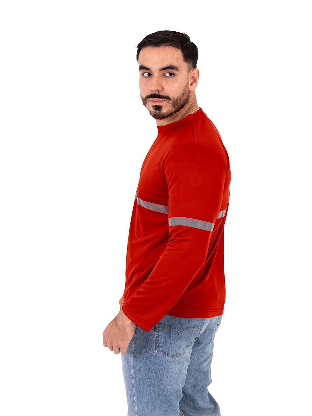 Playera Tipo Dryfit de Alta Visibilidad color roja - Imagen 6