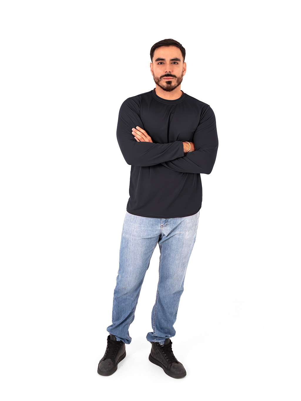 Playera manga larga gris oxford caballero Dryfit - Imagen 5