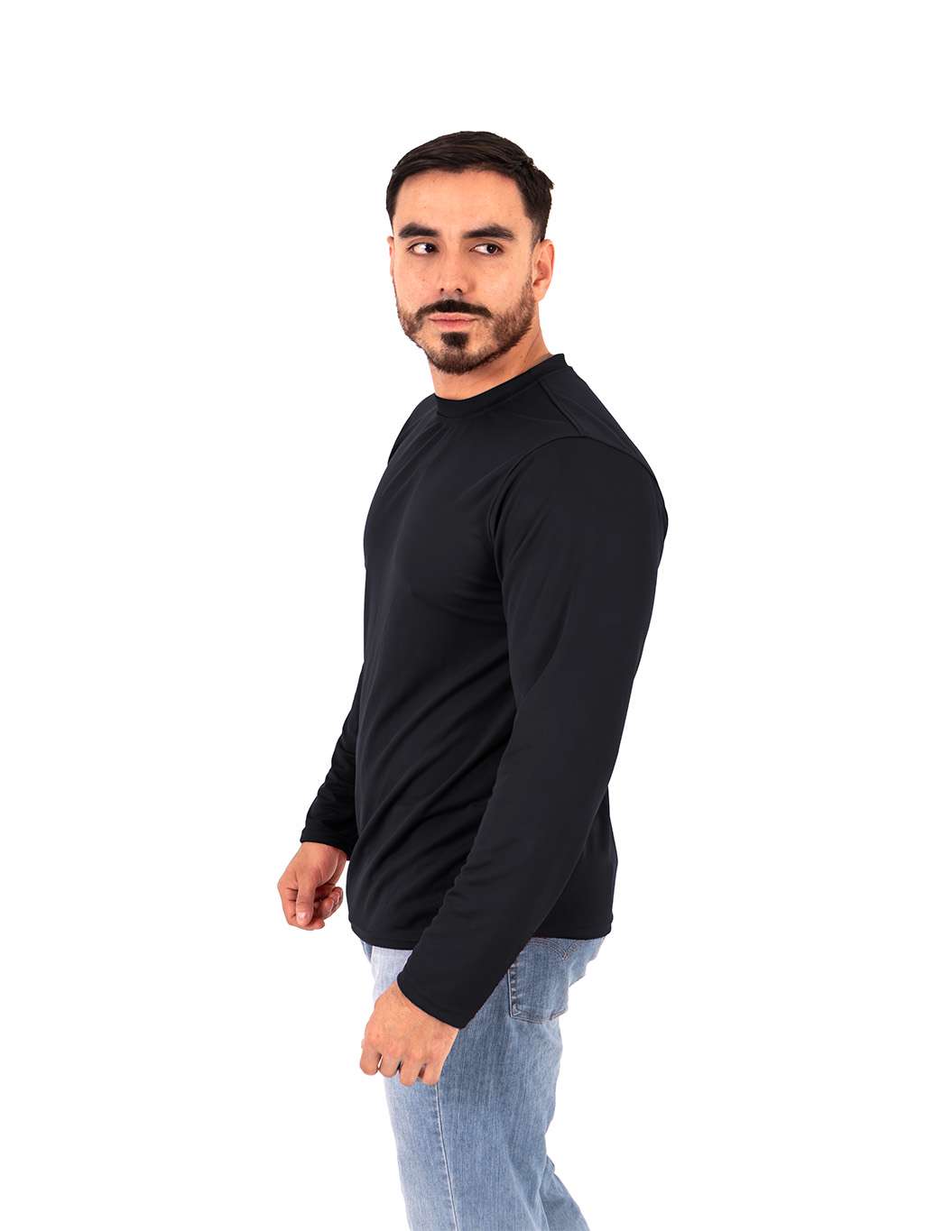 Playera manga larga gris oxford caballero Dryfit - Imagen 6