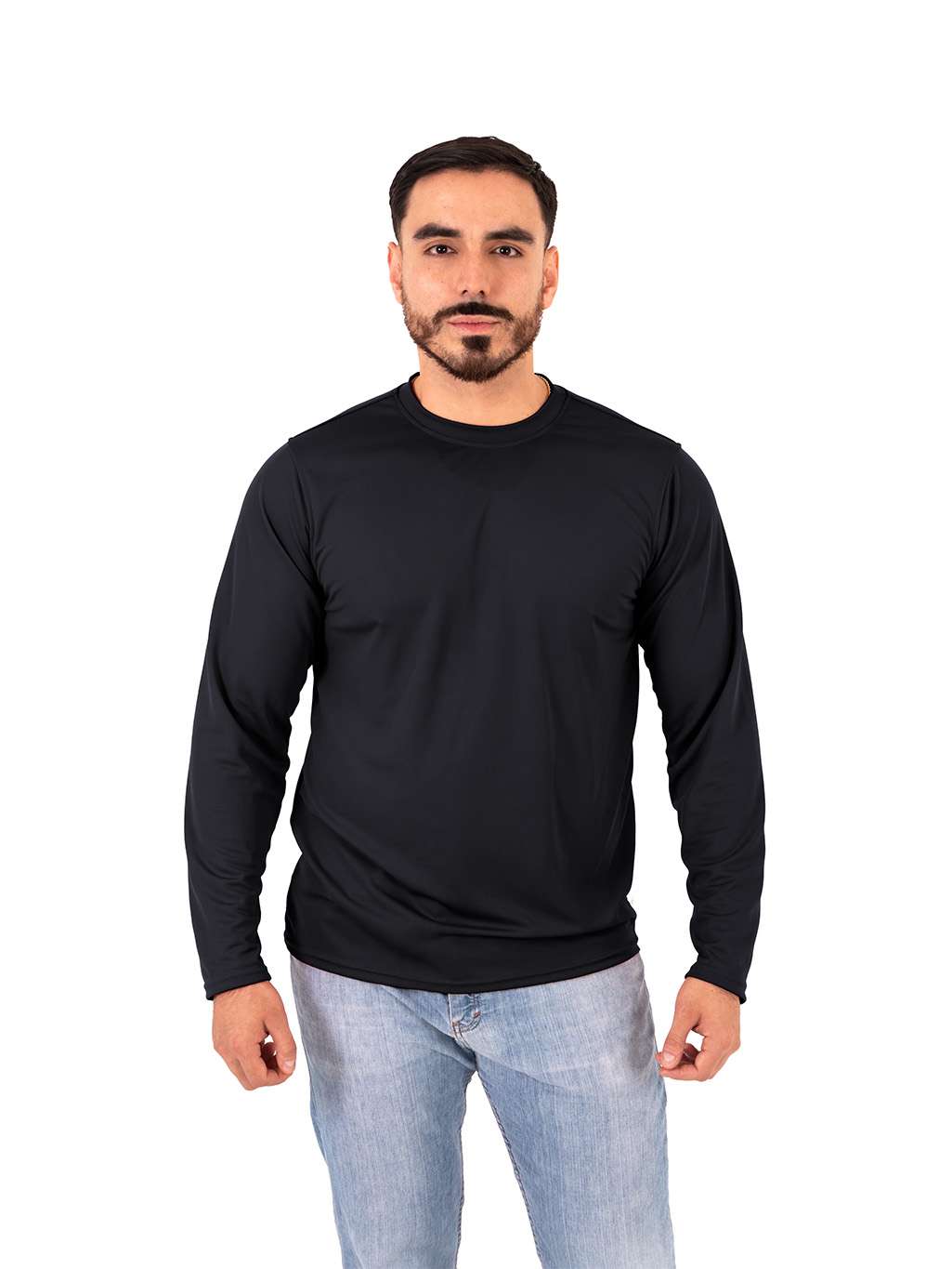 Playera manga larga gris oxford caballero Dryfit - Imagen 7