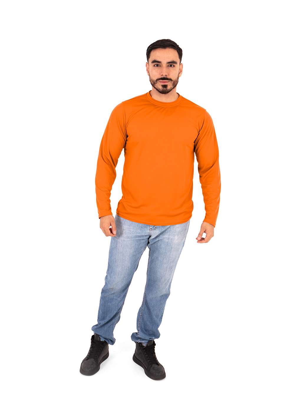 Playera manga larga naranja caballero Dryfit - Imagen 5
