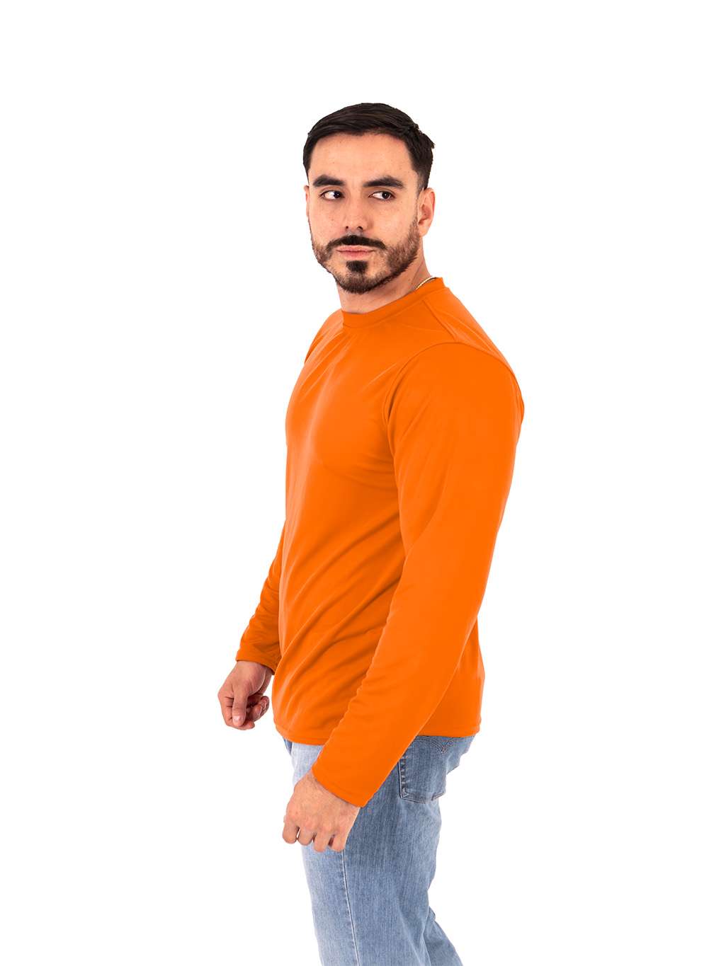 Playera manga larga naranja caballero Dryfit - Imagen 7