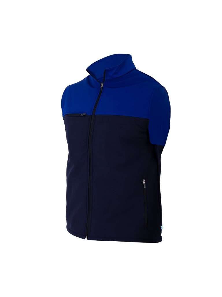 Gris Con Azul Rey Chaleco combinado gris con azul rey y cierre frontal - Besto uniformes