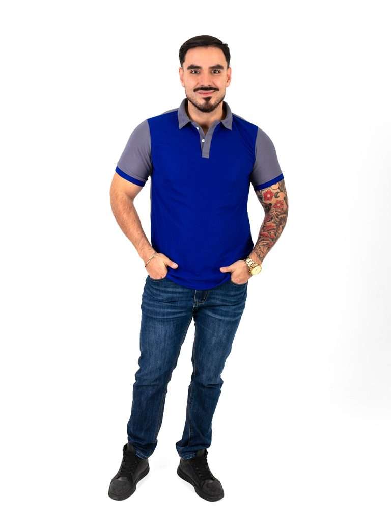 Gris Con Azul Rey Playera Tipo Polo Plus color gris con azul rey - Besto uniformes