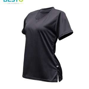 Playera cuello V gris oxford dryfit