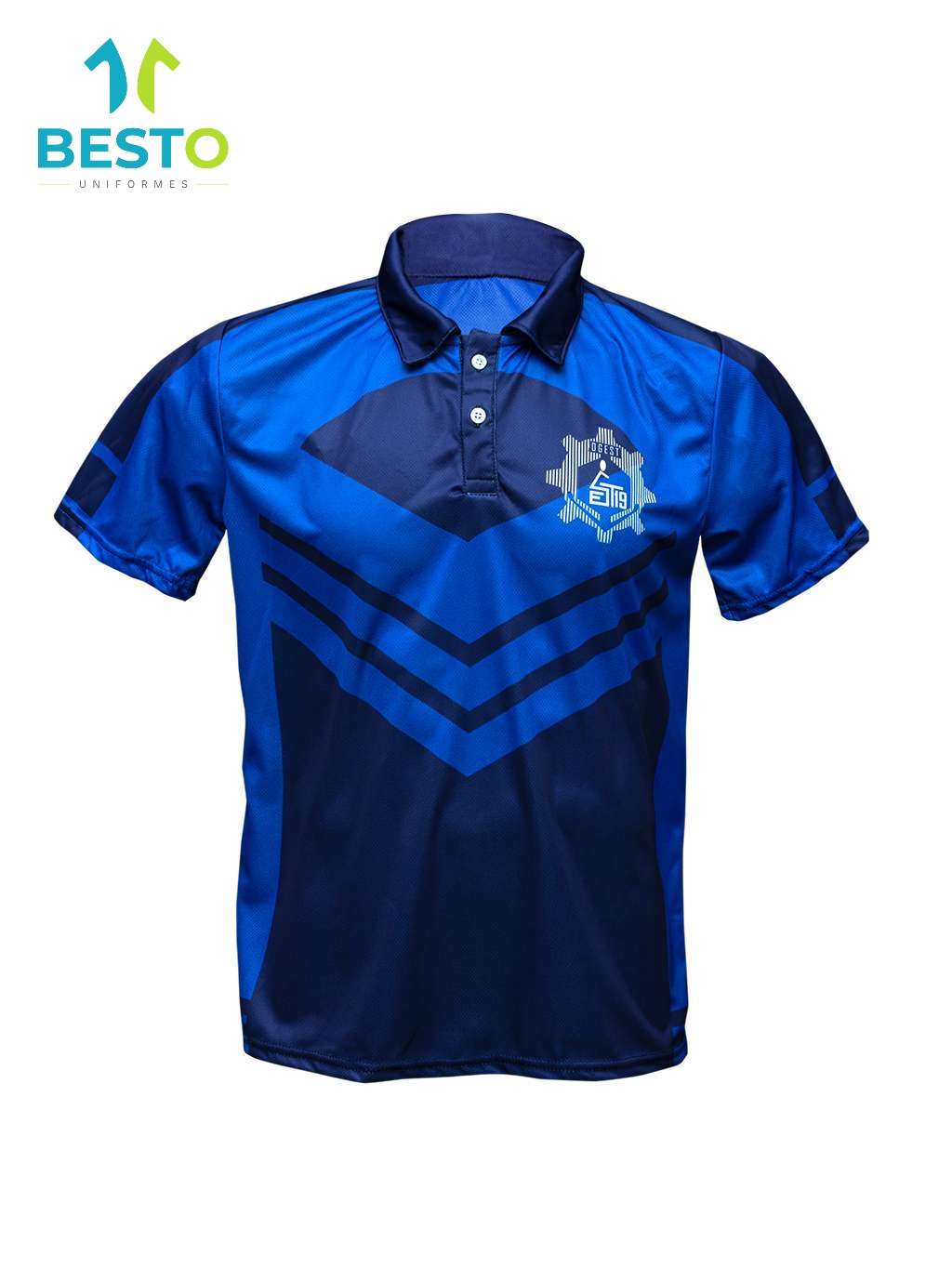 Playera sublimada cuello tipo polo color azul marino - Besto Uniformes