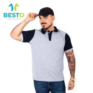 Playera Tipo Polo Plus color gris con negro