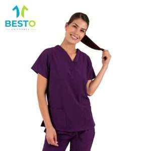 Scrubs dama cuello V color morado dama