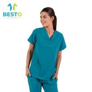 Scrubs dama cuello V color azul laguna dama